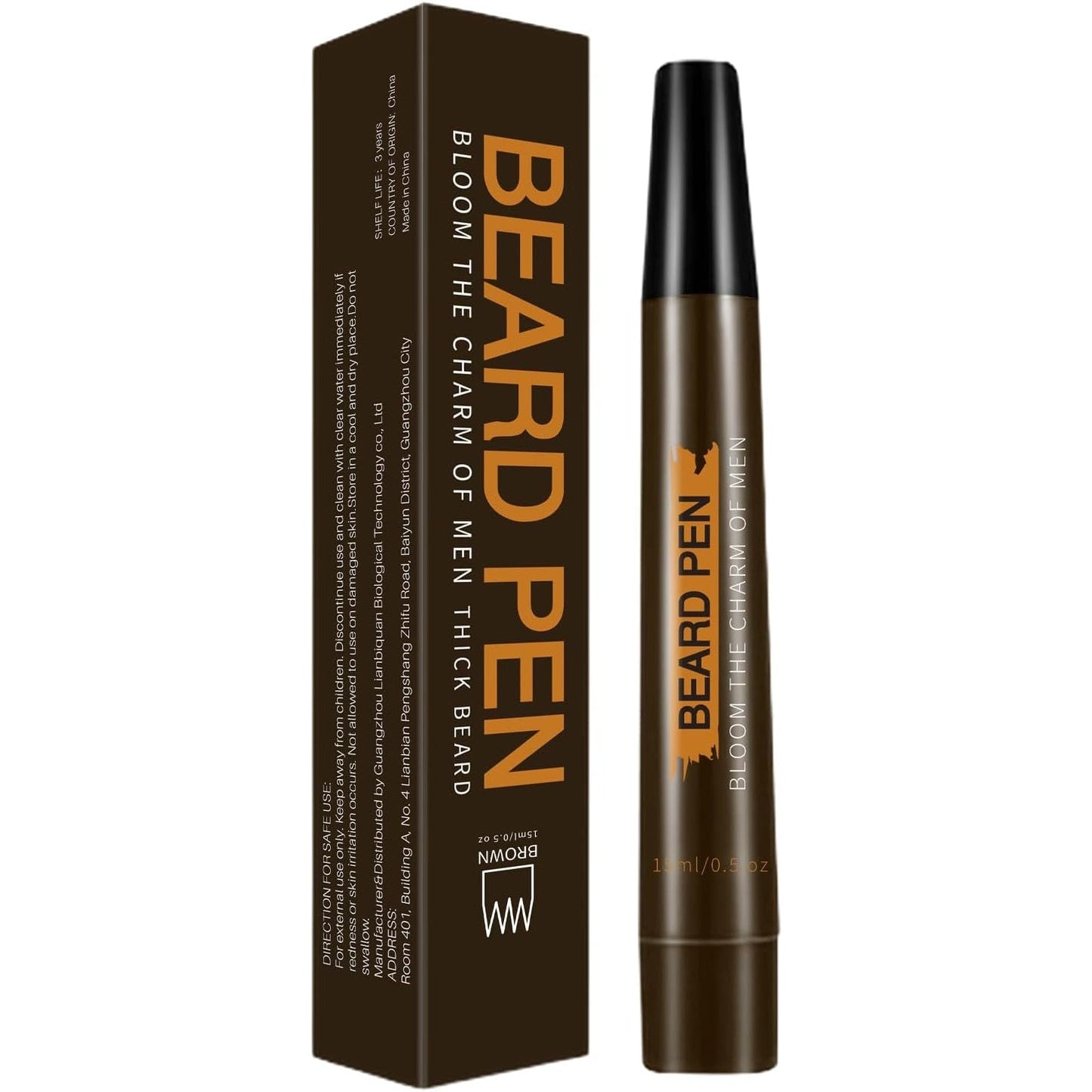 Beard Pencil Filler, Brown Tattoo Eyebrow Pen With Fork Tip - Waterproof, Long Lasting, Natural Looking Hair Filler for Define & Sharpen Hair, Beard & Eyebrow