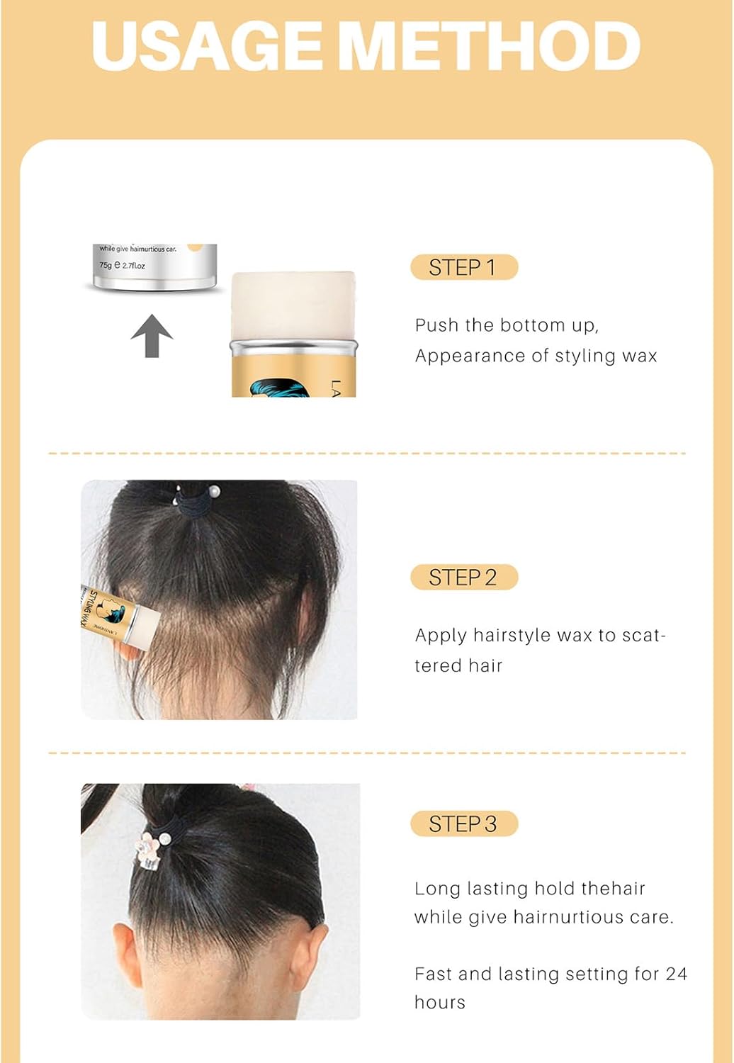 Hair Wax Stick Styling Wax for Smooth Wigs Slick Stick for Hair Styling Hair Pomade Stick Artifacts for Women