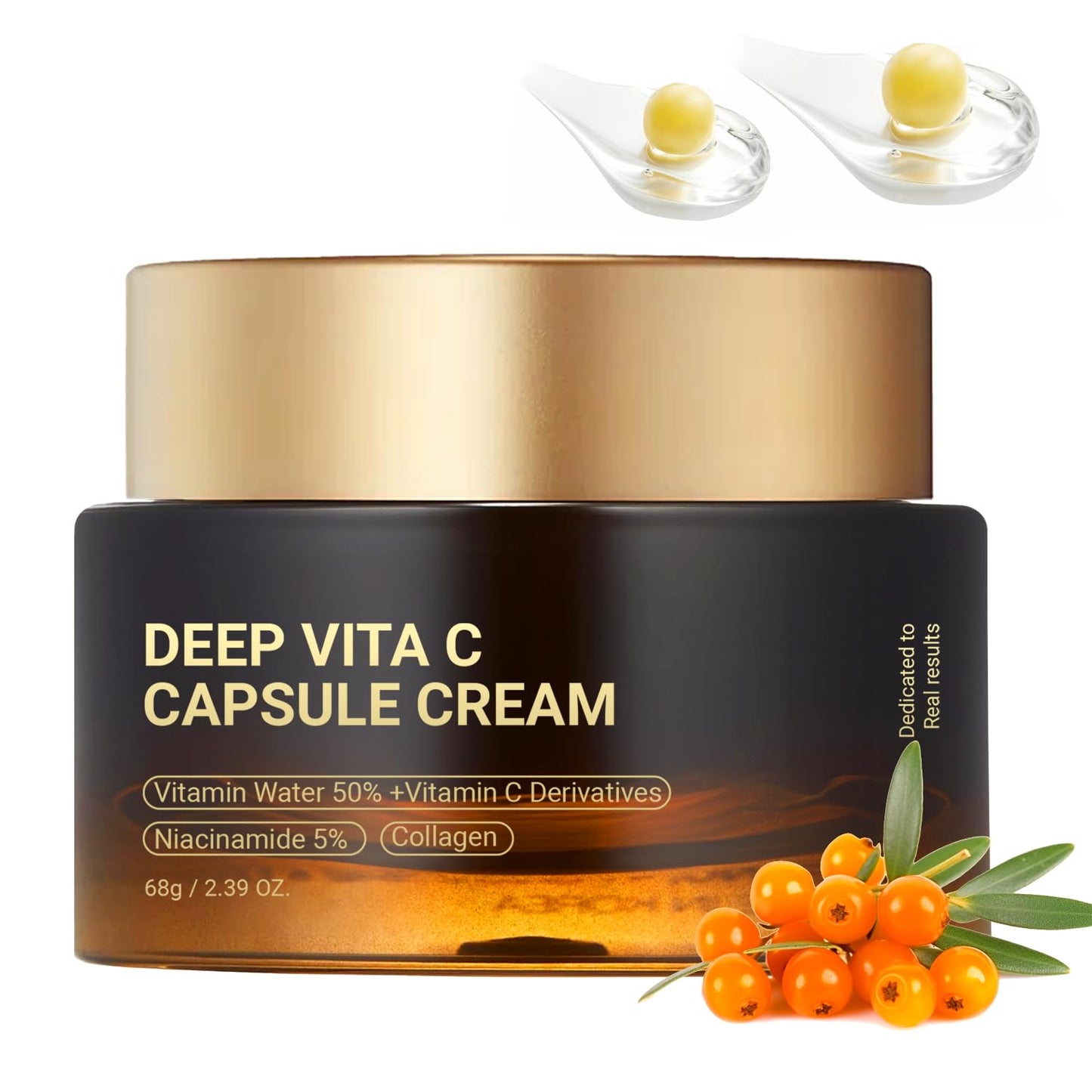 Deep Vitamin C Golden Capsule Hydrating Face Moisturizer, Antioxidant Protection, Lightweight Daily Skincare