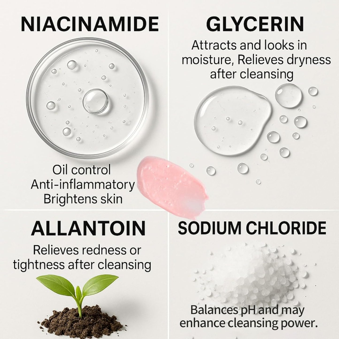 Niacinamide Deep Cleansing Facial Wash- Pore Refining, Moisturizing Face Cleanser, Makeup & Sunscreen Remover, No Dryness, For All Skin Types (1PC)