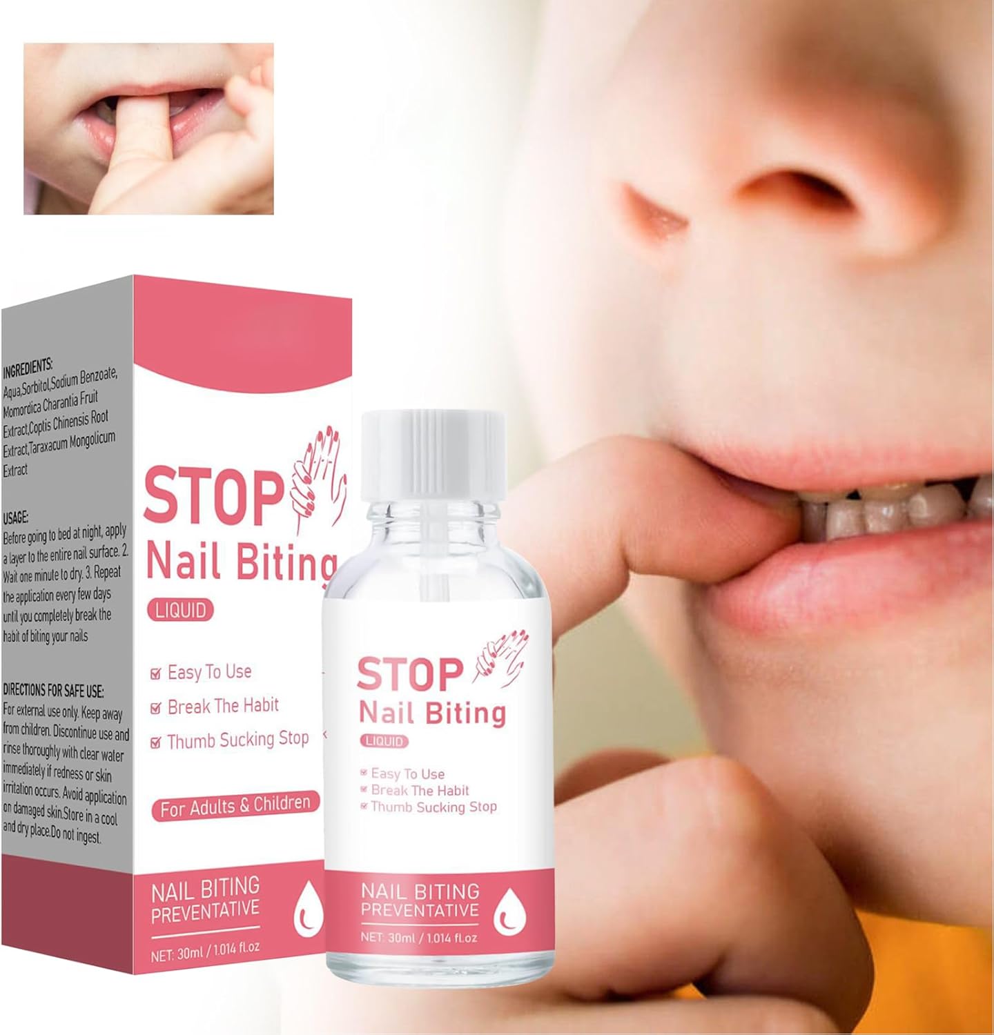Anti Bite Nail | Transparent Hardening Care 30 ml Resistant, Long-Lasting Solution Hands Fingers Adult and Baby Thumb Sucking Stop