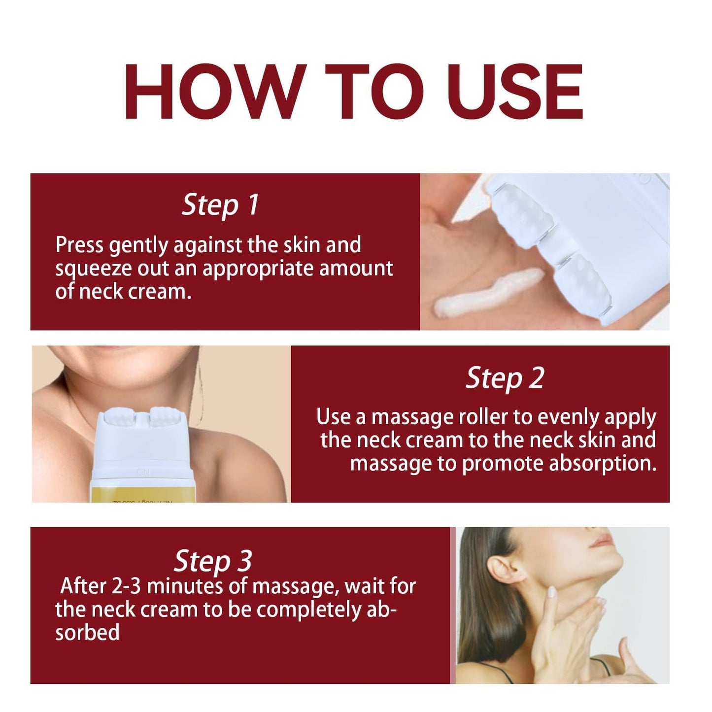 Mtmult AH-8 Firming Neck Cream - Neck Creams for Tightening and Firming - Anti-Aging Cream for Loose Skin with Roller Applicator - Effective for Neck & Body, Lifting Cream for Women & Men (2PC)