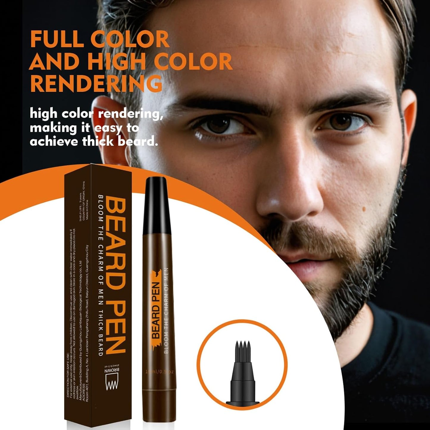Beard Pencil Filler, Brown Tattoo Eyebrow Pen With Fork Tip - Waterproof, Long Lasting, Natural Looking Hair Filler for Define & Sharpen Hair, Beard & Eyebrow