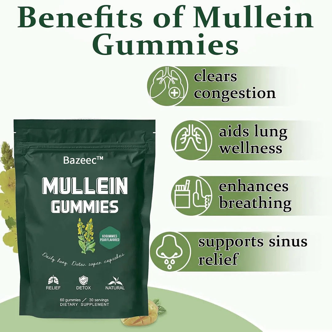 🔥Last Day Promotion 49% OFF🔥Mullein Gummies | Lung Health & Sinus Relief (30 Day Supply)