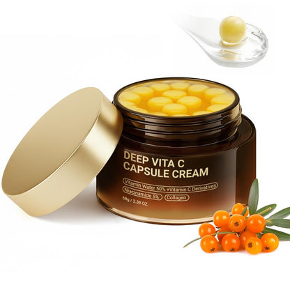 Deep Vitamin C Golden Capsule Hydrating Face Moisturizer, Antioxidant Protection, Lightweight Daily Skincare