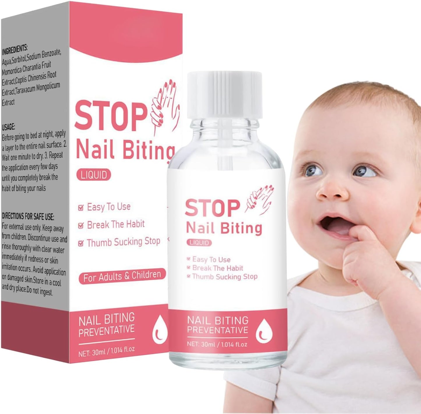 Anti Bite Nail | Transparent Hardening Care 30 ml Resistant, Long-Lasting Solution Hands Fingers Adult and Baby Thumb Sucking Stop