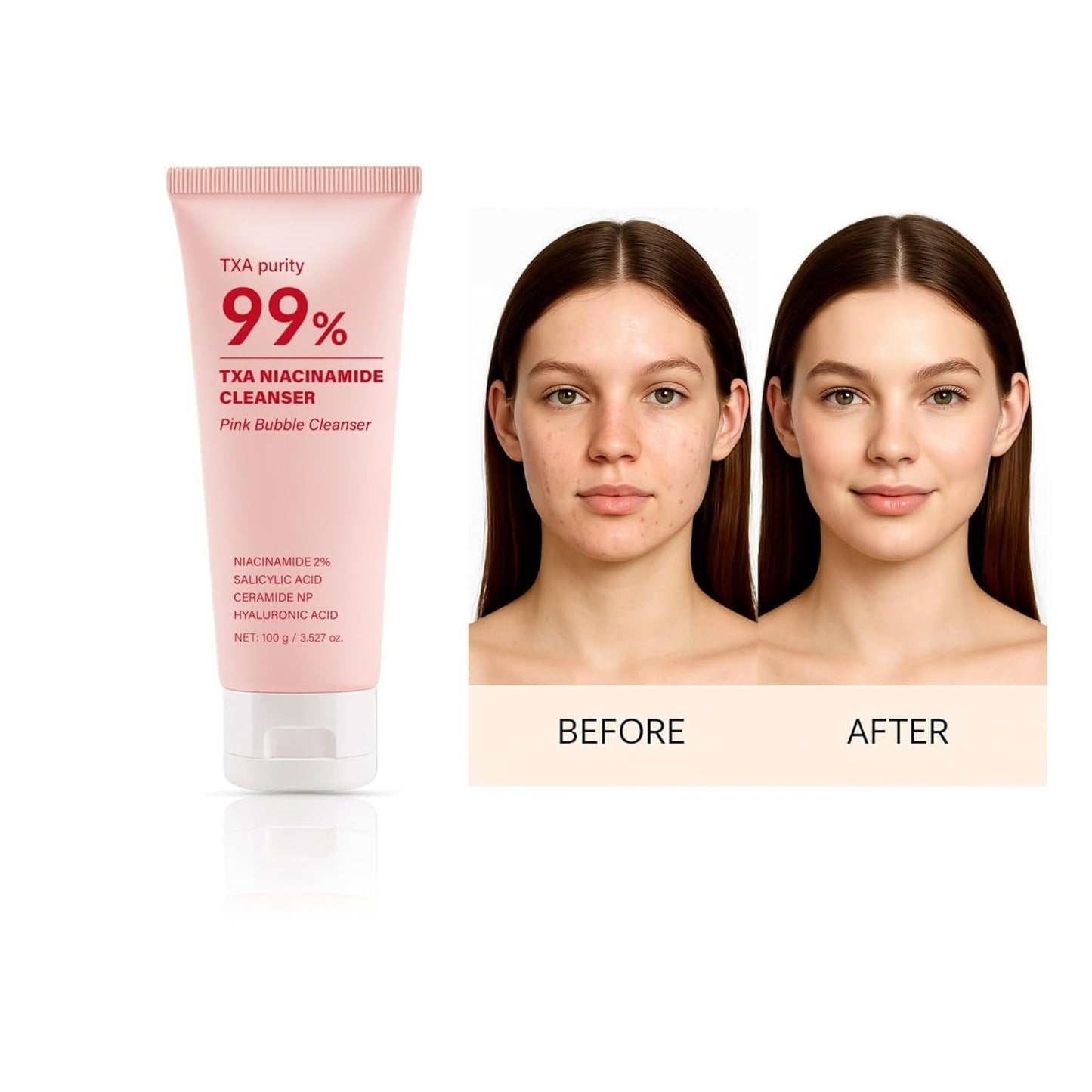 Niacinamide Deep Cleansing Facial Wash- Pore Refining, Moisturizing Face Cleanser, Makeup & Sunscreen Remover, No Dryness, For All Skin Types (1PC)