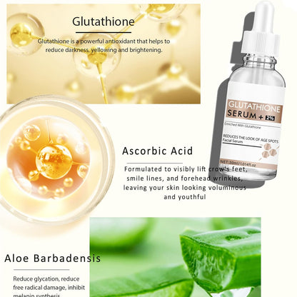 Glutathione Serum,20000ppm Glutathione and Hyaluronic Acid Korean Face Serums for Women Dark Spot Serum Improve Skin Elasticity Reduces Hyperpigmentation,Fine Lines & Wrinkles