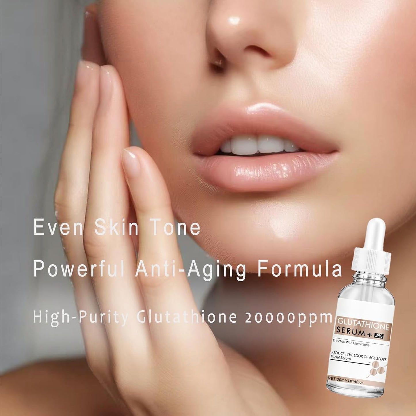 Glutathione Serum,20000ppm Glutathione and Hyaluronic Acid Korean Face Serums for Women Dark Spot Serum Improve Skin Elasticity Reduces Hyperpigmentation,Fine Lines & Wrinkles