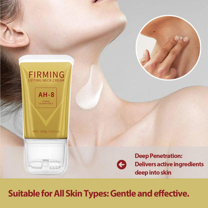 Mtmult AH-8 Firming Neck Cream - Neck Creams for Tightening and Firming - Anti-Aging Cream for Loose Skin with Roller Applicator - Effective for Neck & Body, Lifting Cream for Women & Men (2PC)
