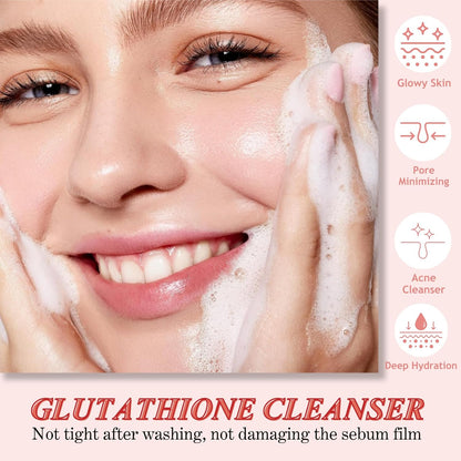Glutathione Face Cleanser - Glutathione Face Wash With Aloe & Vitamin C, Hydrating Facial Cleanser Gentle Cleanse, Cleaning Pores, Moisturising Cleanser For Dry Skin, Acne Prone & Sensitive Skin