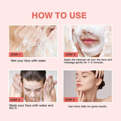 Glutathione Face Cleanser - Glutathione Face Wash With Aloe & Vitamin C, Hydrating Facial Cleanser Gentle Cleanse, Cleaning Pores, Moisturising Cleanser For Dry Skin, Acne Prone & Sensitive Skin