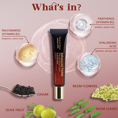 Advanced PDRN Rejuvenating Repair Cream, Panthenol Soothing Repair Moisturizing Cream, Hyaluronic Acid&Nicotinamide Brightening Essence, PDRN Salmon DNA Nourishing Formula for All Skin Types, 0.7 oz