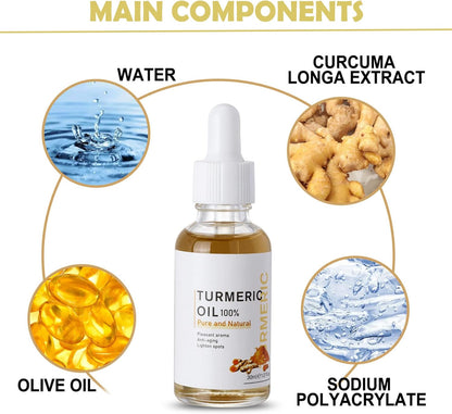 Turmeric Dark Spot Corrector Serum, Bright Skin Dark Spot Corrector Face Whitening Serum Turmeric Repair Face Serum Skin Care Reduce Fine Lines Moisturizing Anti-aging Repair Serum for Face Body
