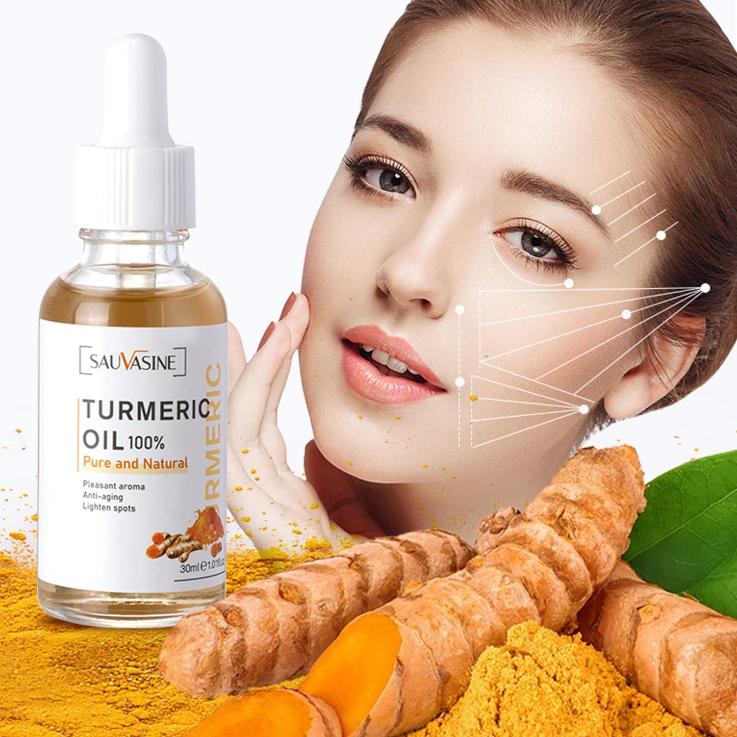 Lanthome Turmeric Oil for Dark Spot on Face, Turmeric Face Oil for Moisturizing, Rejuvenating,Soothing, Anti-Aging Repair Skin 30mL