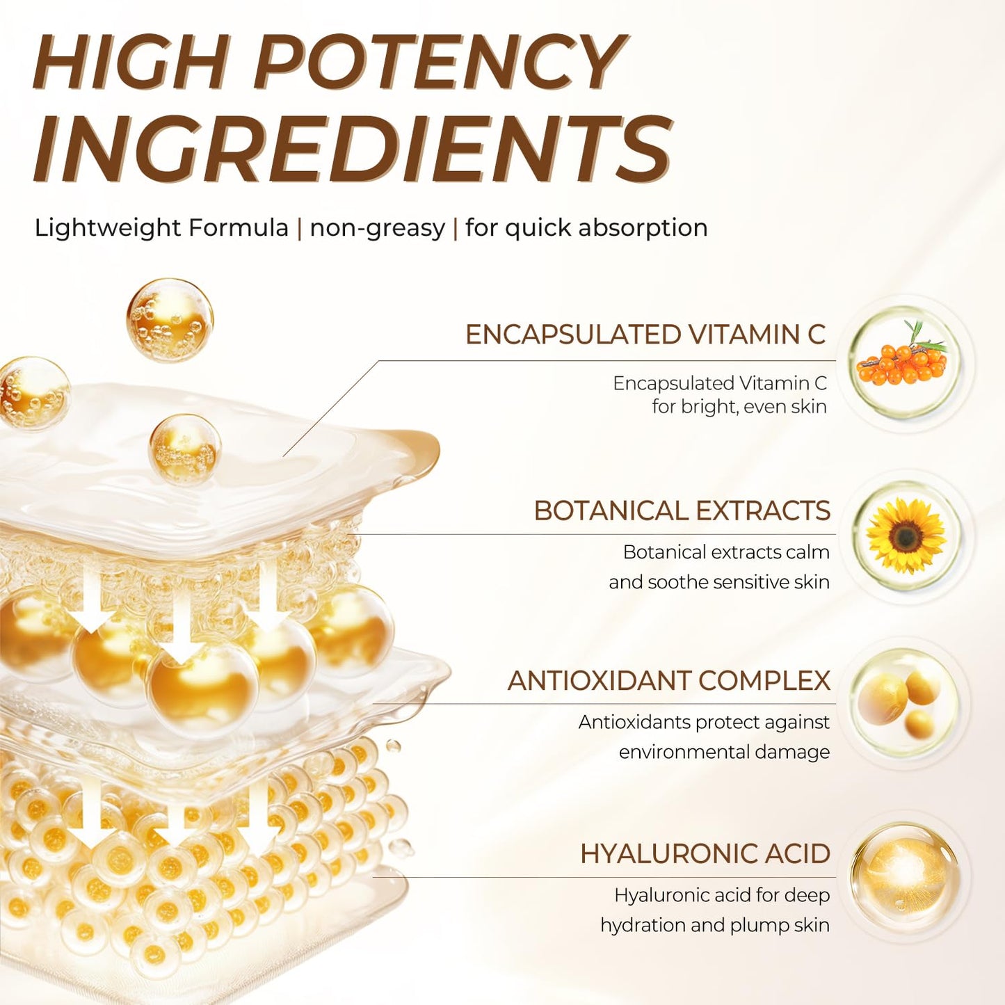 Deep Vitamin C Golden Capsule Hydrating Face Moisturizer, Antioxidant Protection, Lightweight Daily Skincare