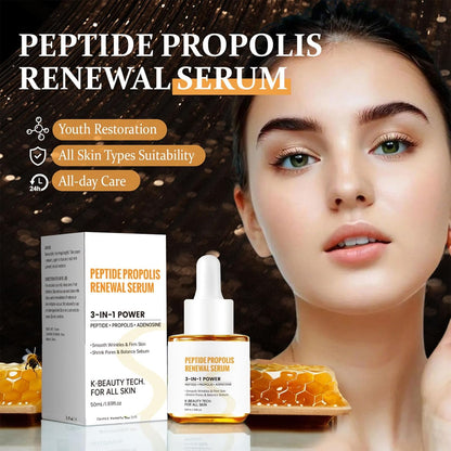 Peptide Propolis Renewal Serum, 2Pcs Peptide Propolis Serum for Face Anti Aging, Reduces Wrinkles & Fine Line, Boosts Skin Elasticity, Deep Moisturizing Nourishing for All Skin Types