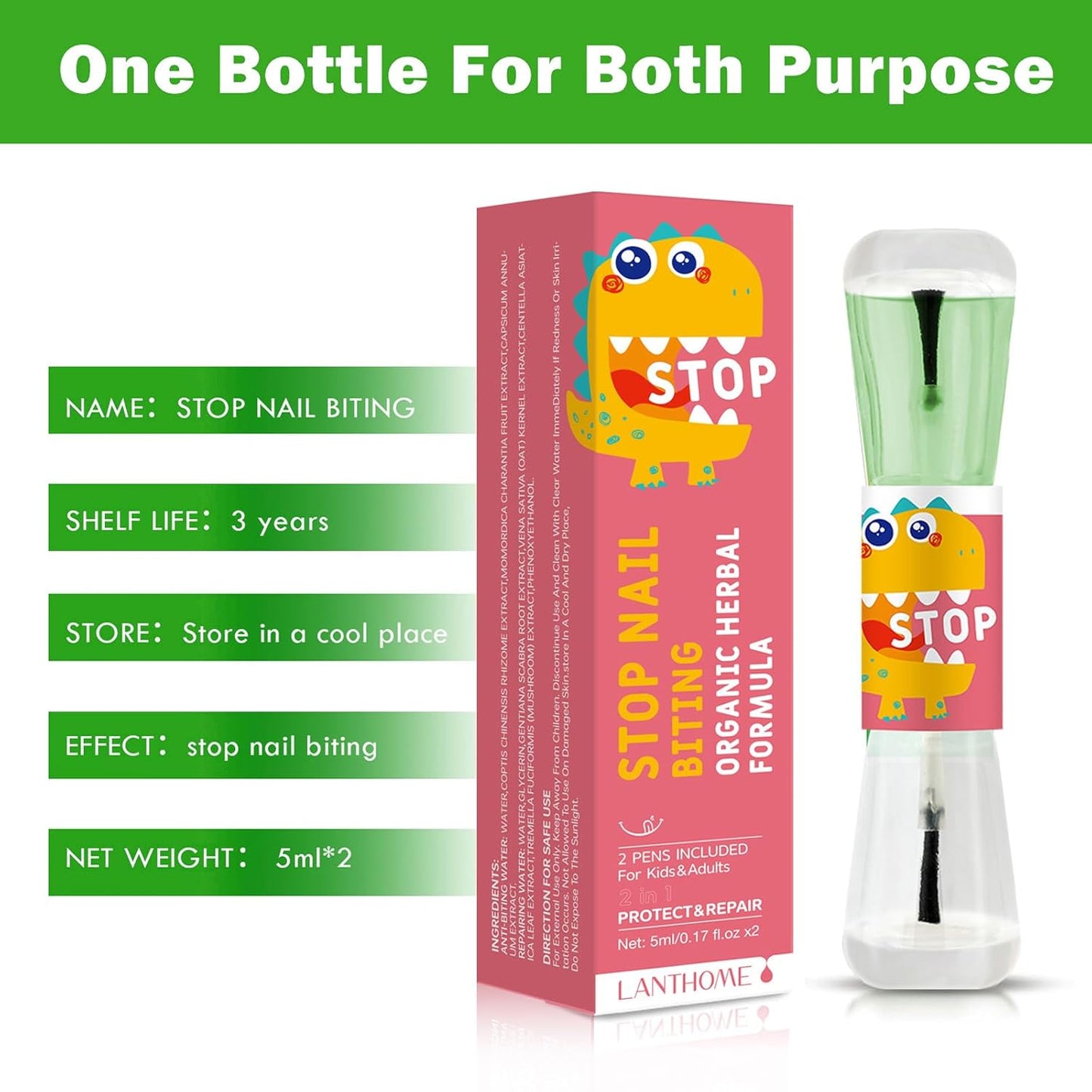 No Bite Nail Polish - Stop Biting, Easy Application - Bitter Taste, Natural Plant Extract