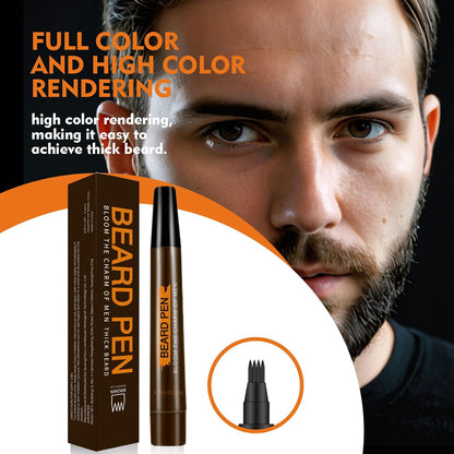 Beard Pencil Filler, Brown Tattoo Eyebrow Pen With Fork Tip - Waterproof, Long Lasting, Natural Looking Hair Filler for Define & Sharpen Hair, Beard & Eyebrow