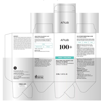 Anua PDRN Hyaluronic Acid Capsule 100 Serum, Radiant Face Serum, Hyaluronic Acid, Hydration, Moisture Plumping effect, Natural color, Fragrance free, Korean Skincare, 30ml / 1.01 fl. oz