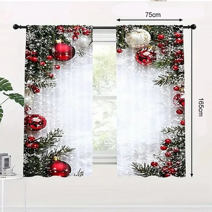 🎅Xmas Sales - 49% OFF🎄Christmas Window Curtains 2-Piece Set for Home Decor